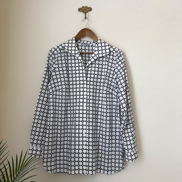 Hinson Wu Tops - Hinson Wu Black & White Geo Print Button Front Katherin Shirt Sz 10 Quiet Luxury